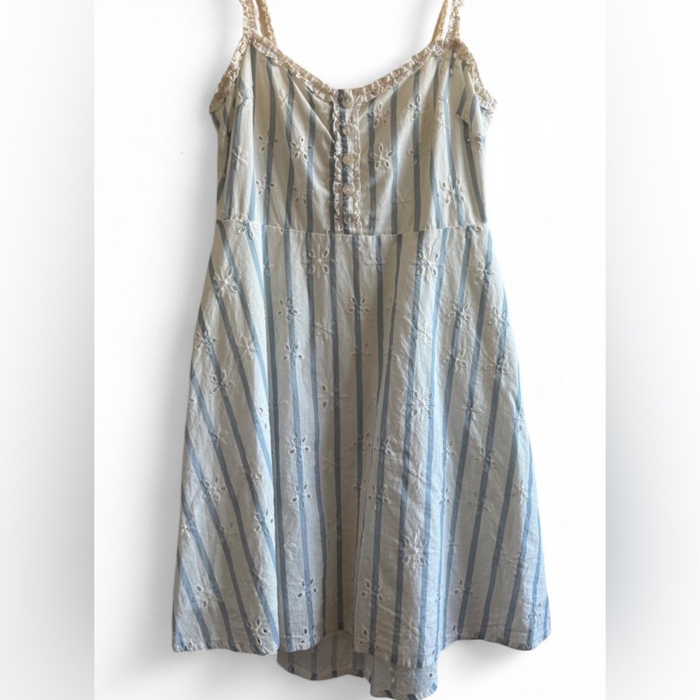 Blue and White Striped Mini Dress